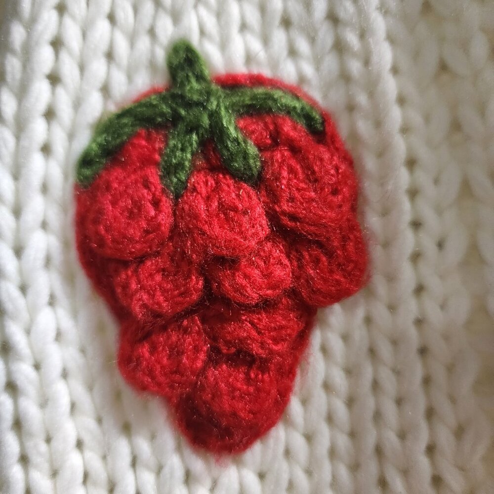 Strawberry Pattern Button Down Knit Cardigan - image 3